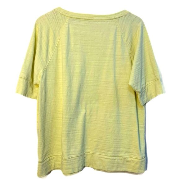 LOFT Top Women’s XL Lime Yellow Round Neck Elbow Sleeve Embroidered. - Picture 3 of 12